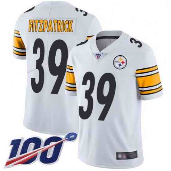 Steelers #39 Minkah Fitzpatrick White Men's Stitched Football 100th Season Vapor Limited Jersey